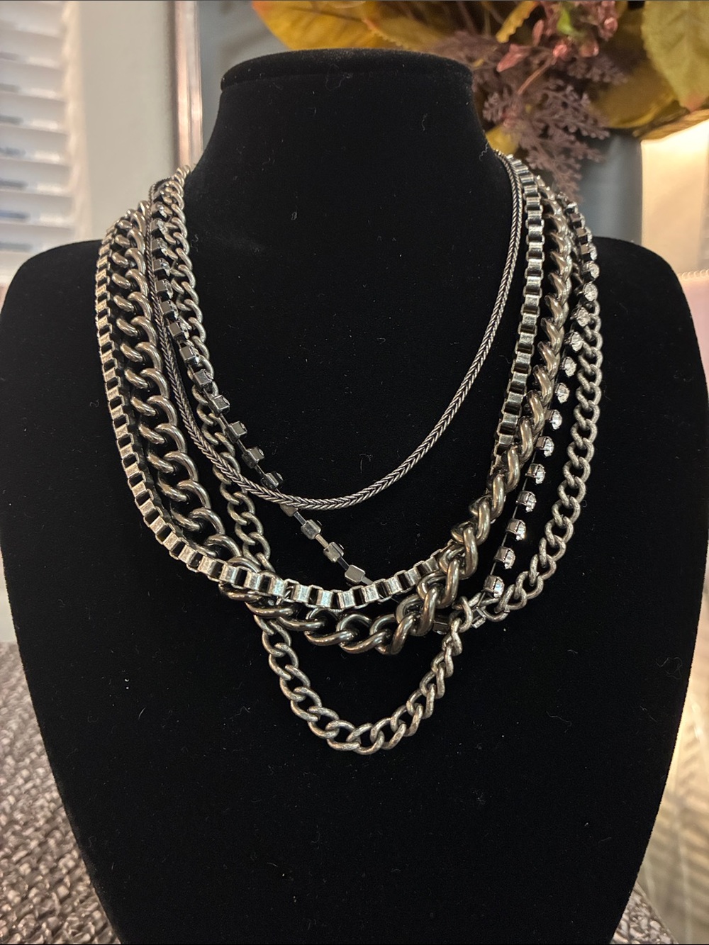 Vintage J CREW Layered Silver-Tone Statement Necklace